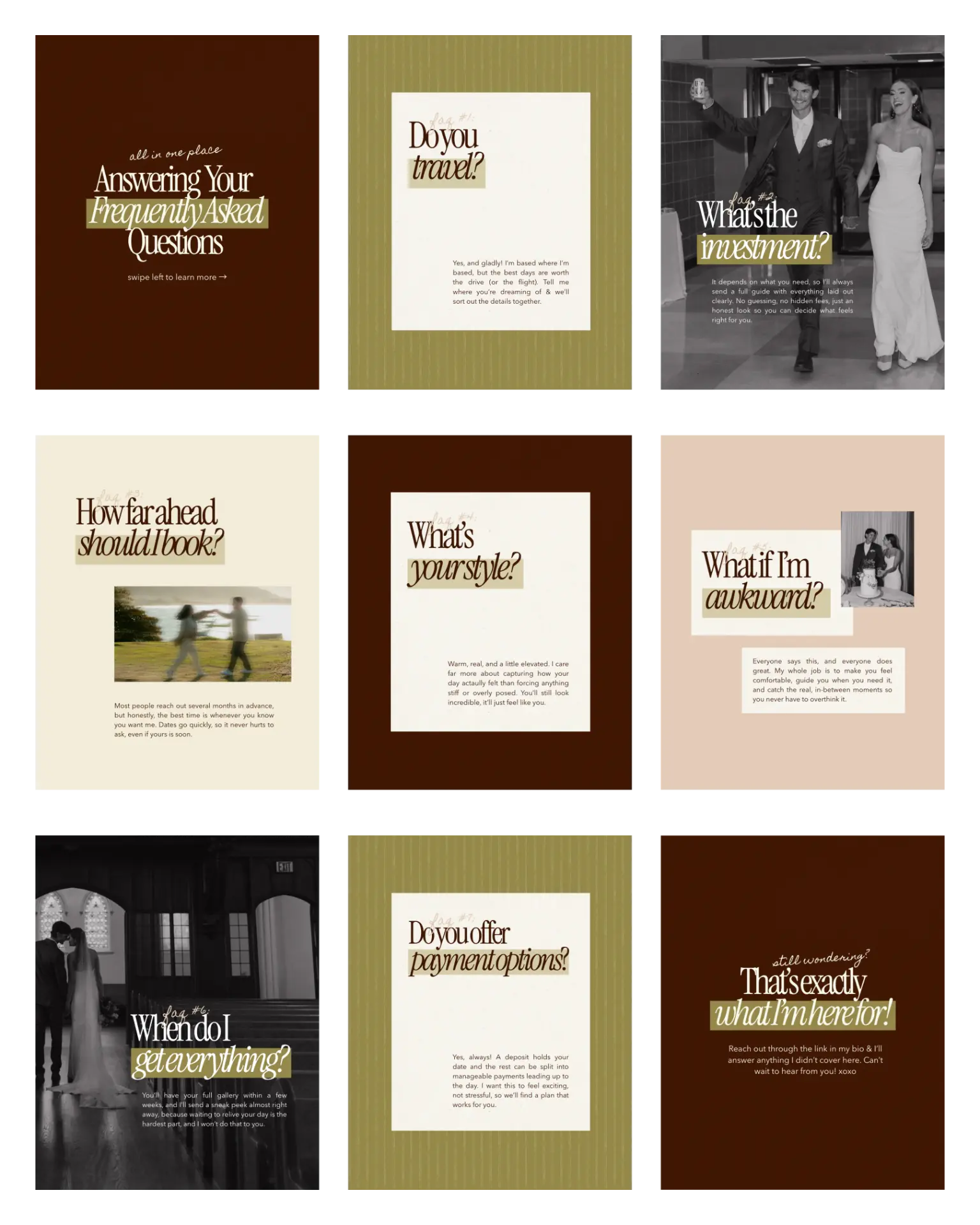 Instagram feed template preview for wedding photographers