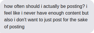 Message asking how often to post